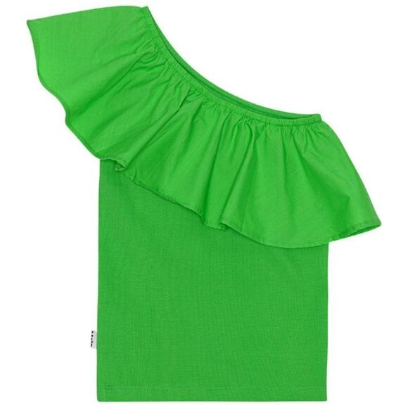 Molo NWOT Girls’ Rebecca Green Tank Top with One Shoulder & Wide Ruffle at Neck. - Picture 1 of 5